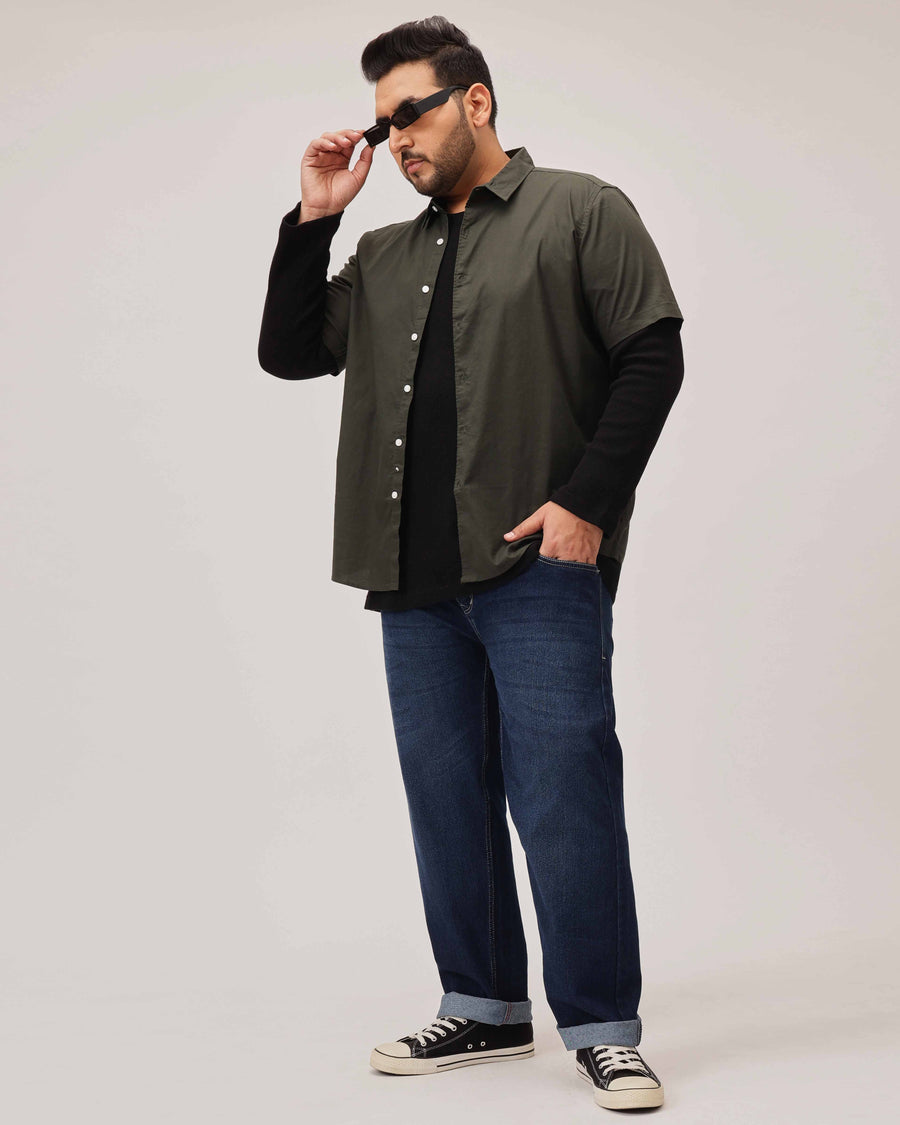 Dark Blue Strectable Cotton Plus Size Jeans