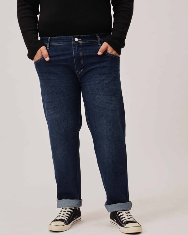 Dark Blue Strectable Cotton Plus Size Jeans