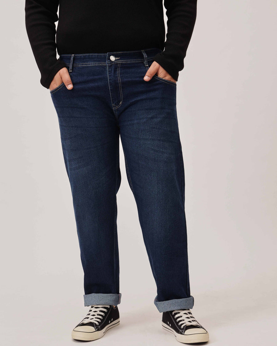 Dark Blue Strectable Cotton Plus Size Jeans