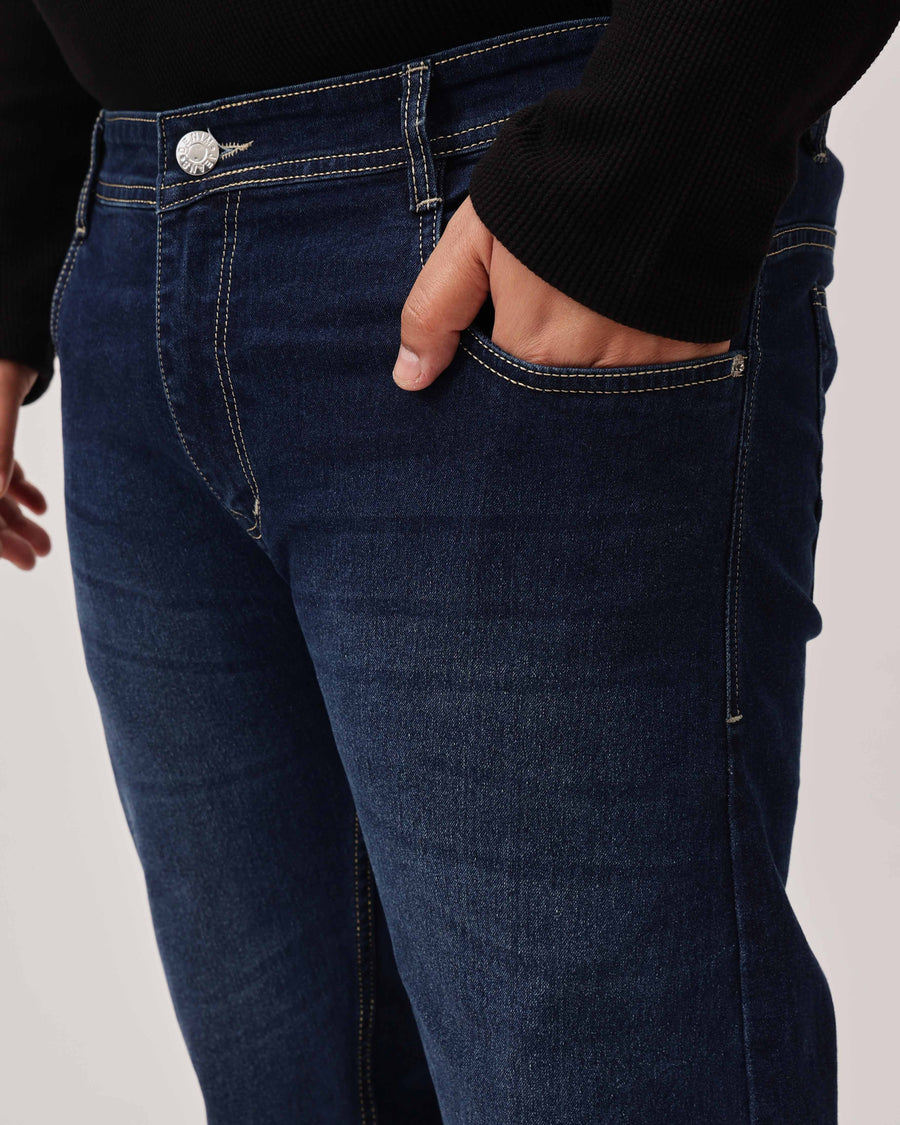 Dark Blue Strectable Cotton Plus Size Jeans