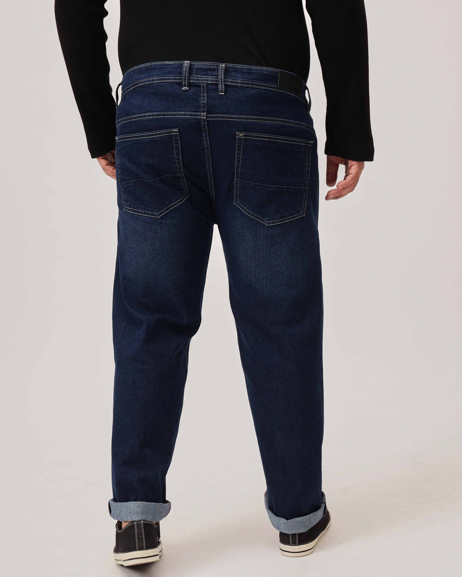 Dark Blue Strectable Cotton Plus Size Jeans