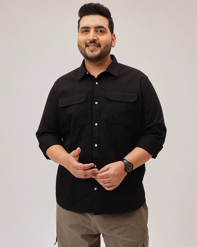 Double  pocket Plus Size Overshirt
