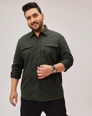 Double  pocket Plus Size Overshirt