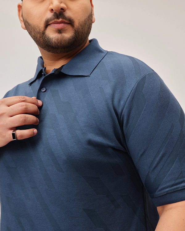 Structure texture polo in Mid Blue