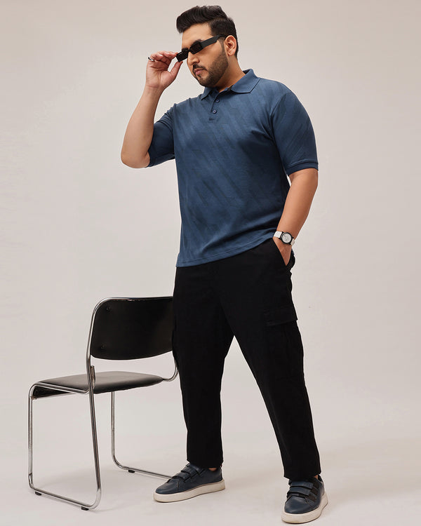 Structure texture polo in Mid Blue