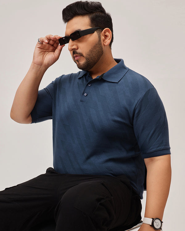 Structure texture polo in Mid Blue