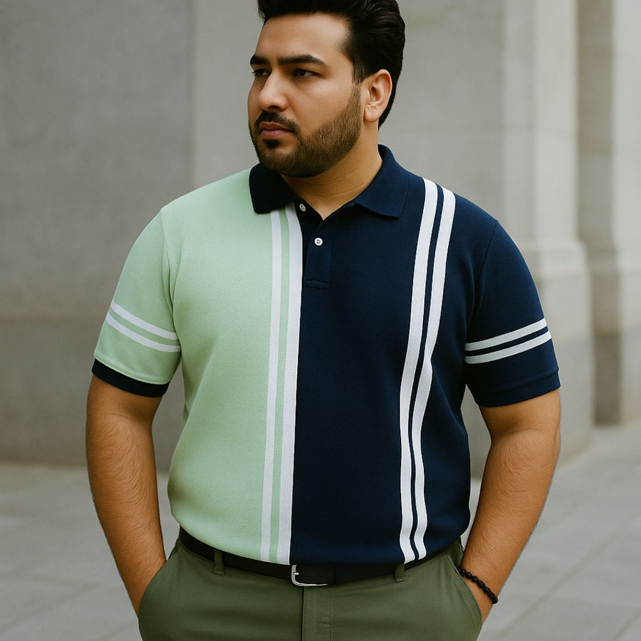 Pista Navy Vertical Stripe Polo T-shirt