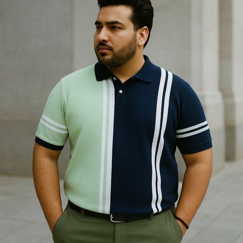 Pista Navy Vertical Stripe Polo T-shirt