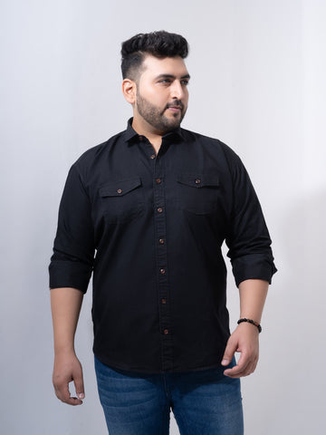 Vintage Denim Double Pocket Cotton Plus Size Shirt