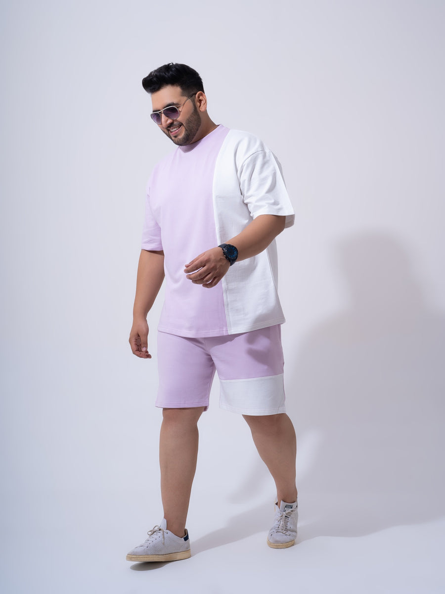 Lilac Colour Block Relax Fit Plus Size Co-ord Set