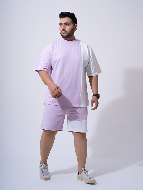 Lilac Colour Block Relax Fit Co-ord Set in Lilac