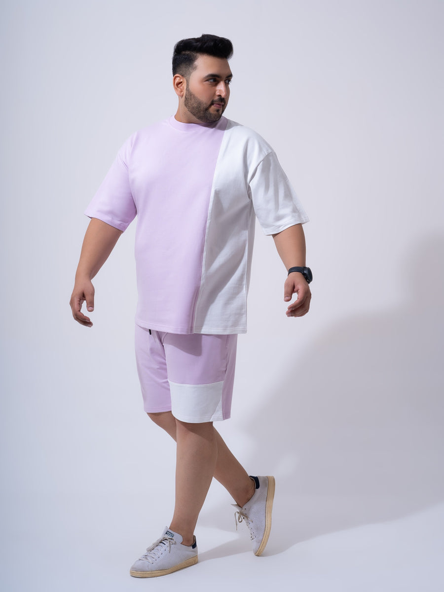 Lilac Colour Block Relax Fit Plus Size Co-ord Set