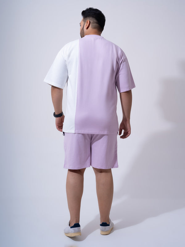 Lilac Colour Block Relax Fit Co-ord Set in Lilac