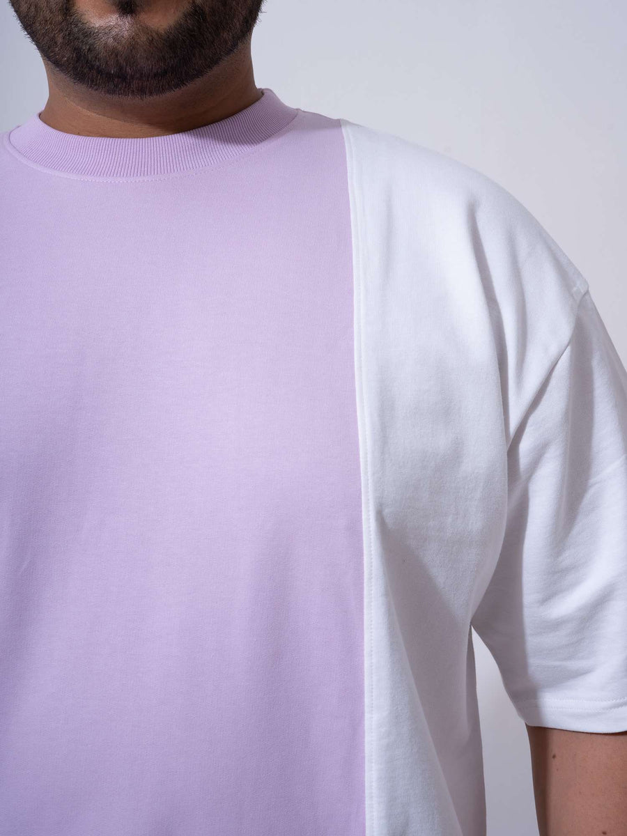 Lilac Colour Block Relax Fit Plus Size Co-ord Set