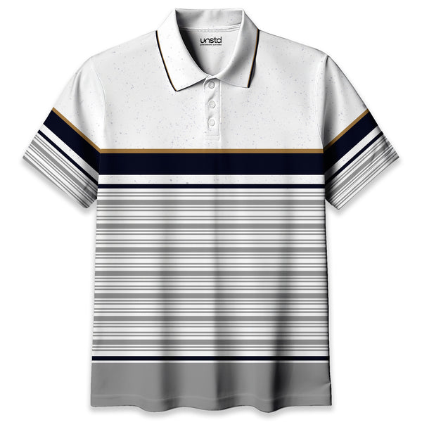 White Horizontal Striped Premium Polo T-shirt
