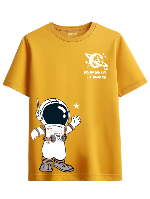 Dream Big Astraounaut T-Shirt in Mustard Yellow