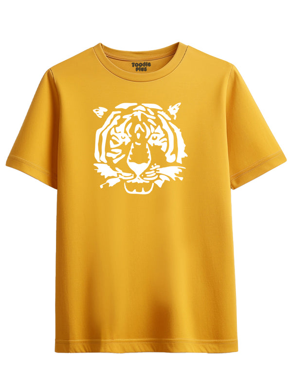 Tiger Face Size T-shirt in Mustard Yellow