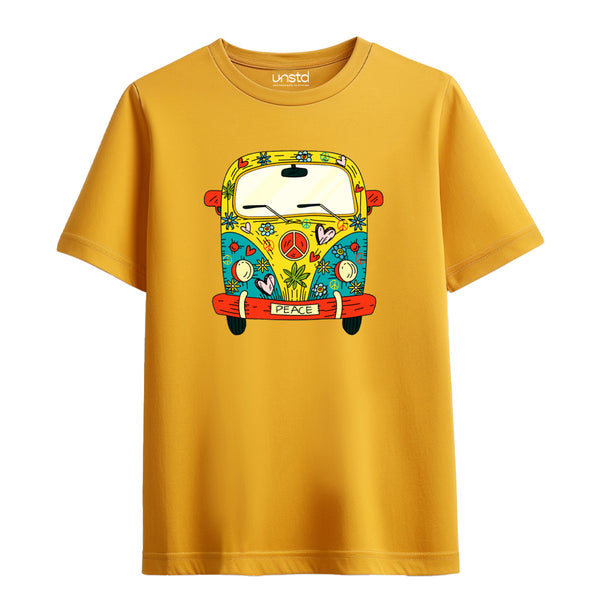 Hippie Van T-Shirt in Mustard Yellow