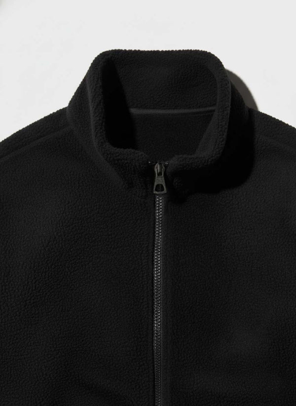 Fleece Heavy Weight Zipper Jacket in Black