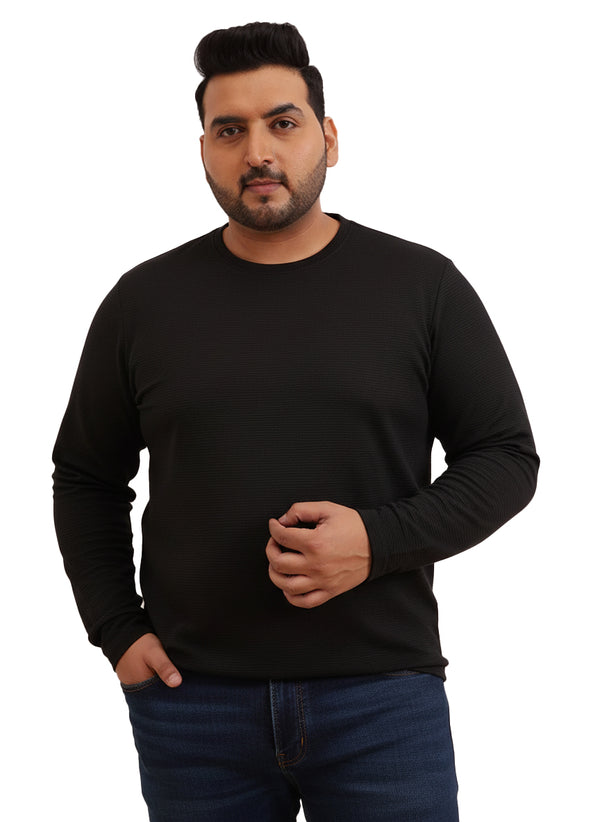 Moon Crush Textured Full Sleeve Tee in Black