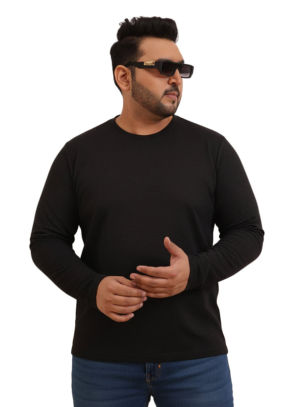 Moon Crush Textured Full Sleeve Tee in Black