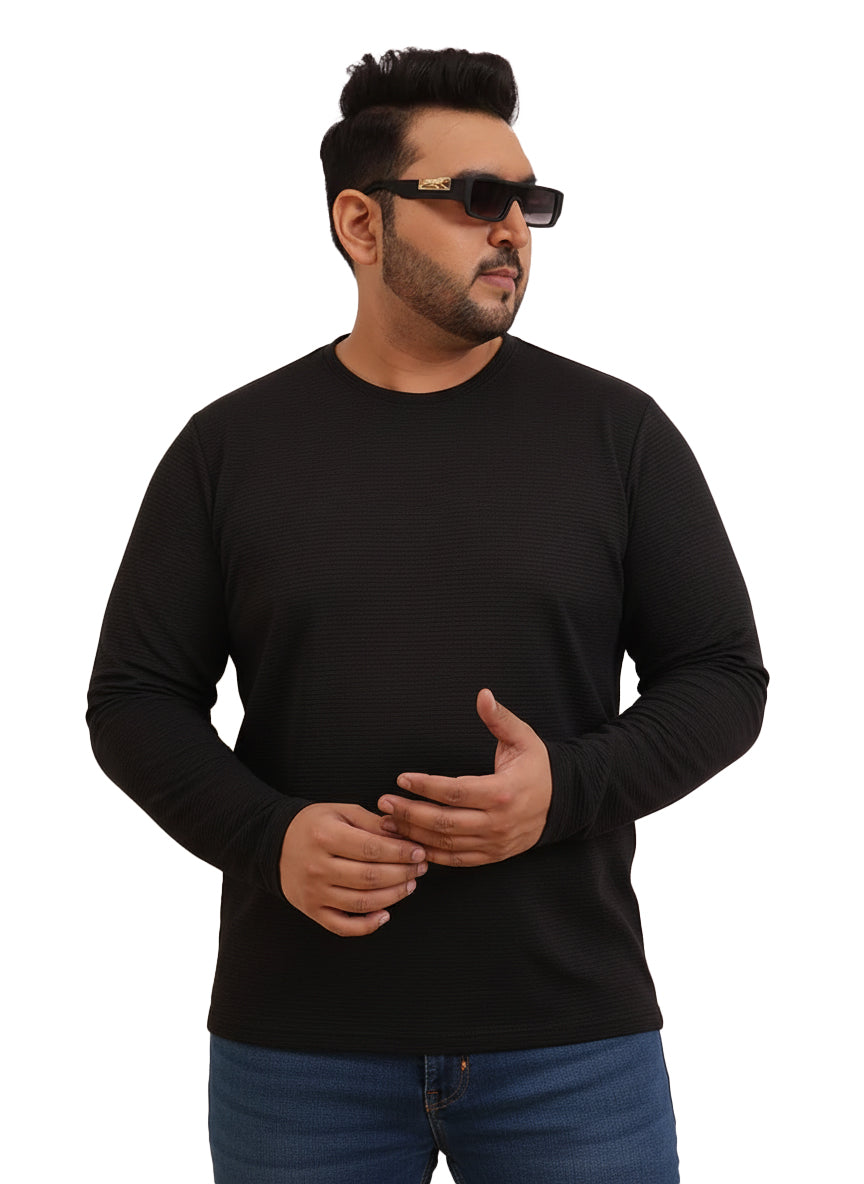 Moon Crush Textured Full Sleeve Plus Size Tee