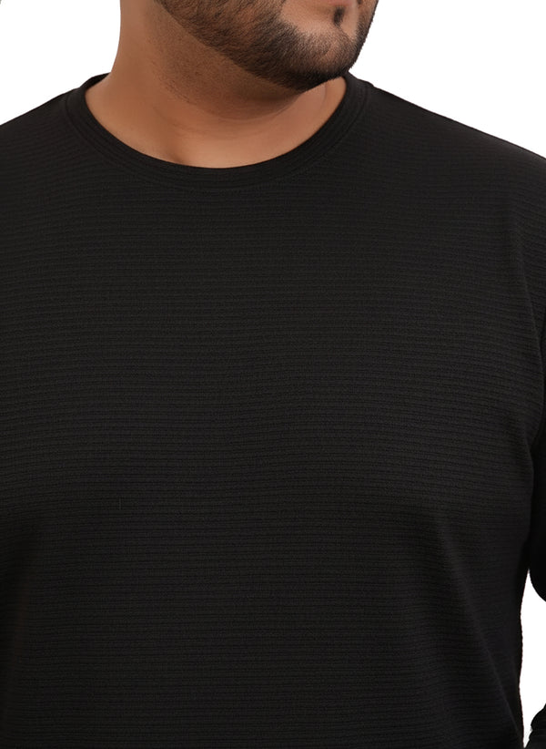 Moon Crush Textured Full Sleeve Tee in Black