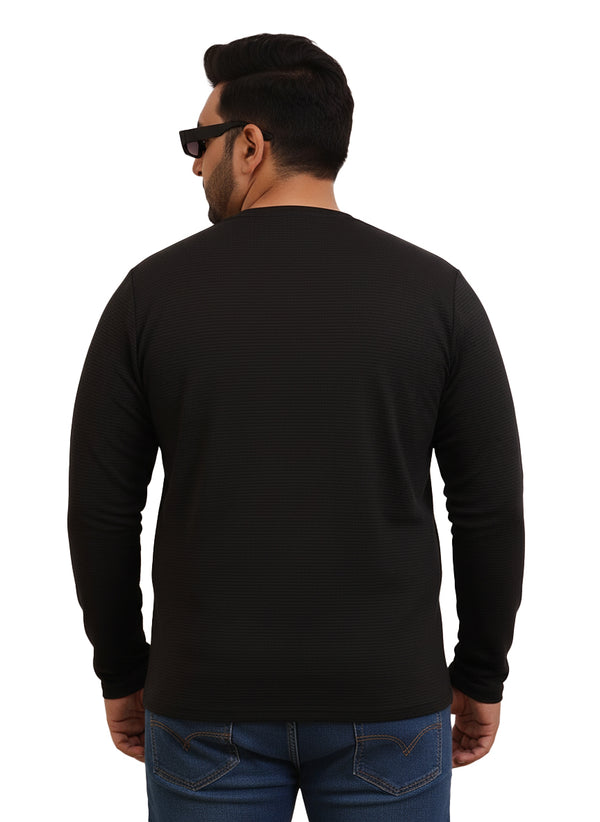 Moon Crush Textured Full Sleeve Tee in Black