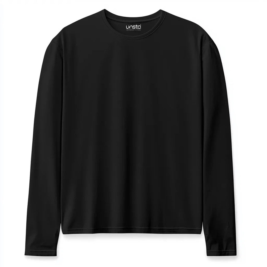 Solid Black Plus Size Full Sleeve T-shirt