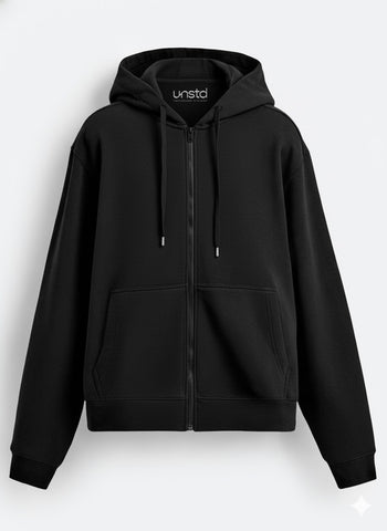 Solid Zipper Hoodie Plus Size