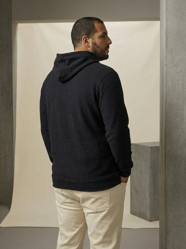 Premium Knitted Textured Hoodie in Black
