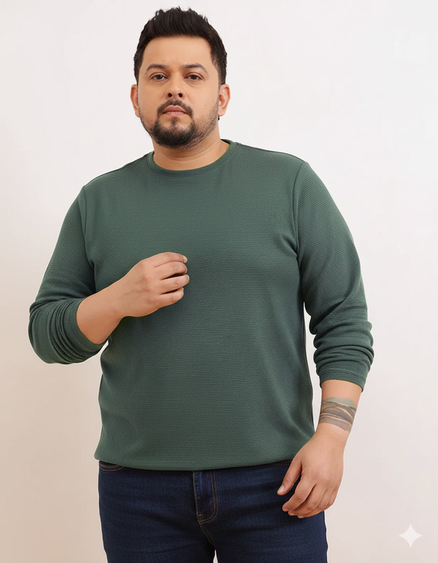 Moon Crush Textured Full Sleeve Plus Size Tee