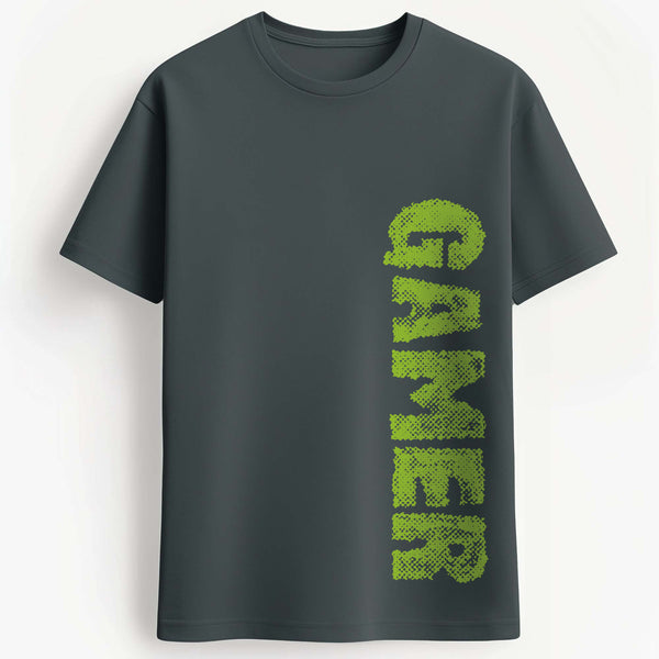 Gamer Green T-shirt in Steel Grey