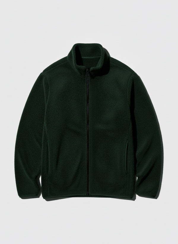 Fleece Heavy Weight Zipper Jacket in Olive Green