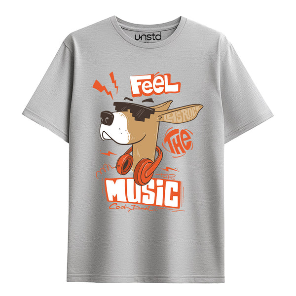 Feel The Music T-Shirt in Grey Melange