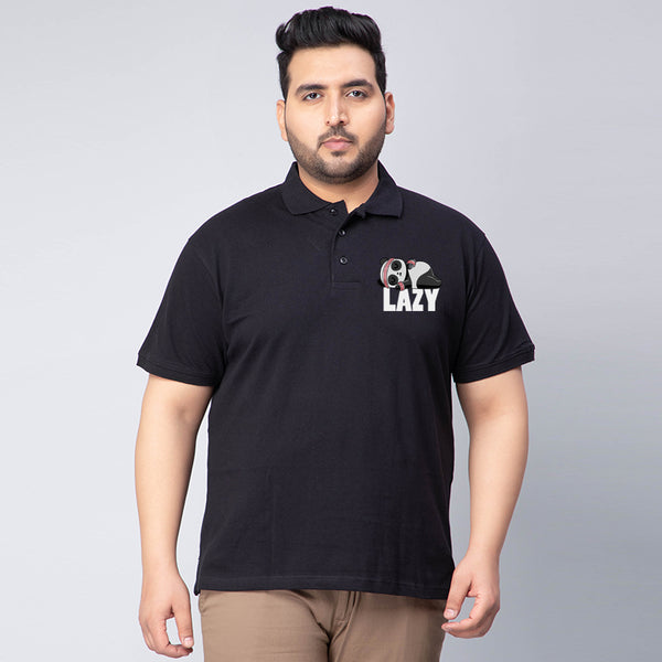 Lazy Panda Polo T-shirt in Black