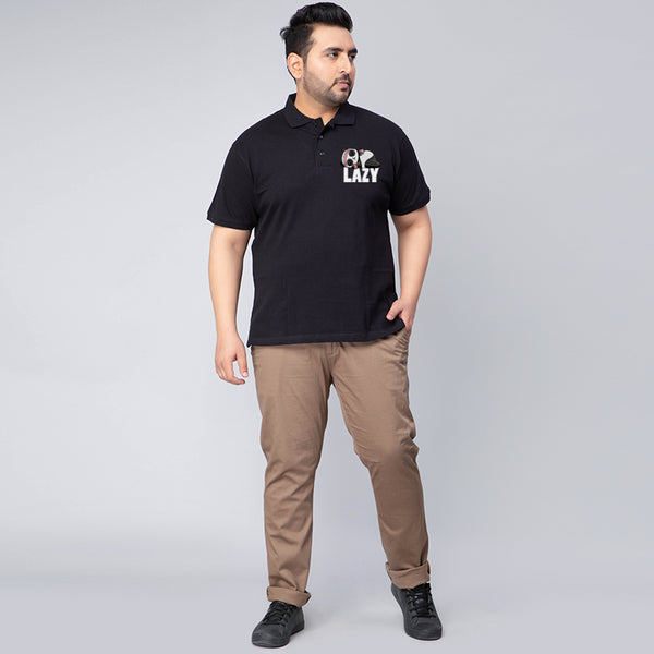 Lazy Panda Polo T-shirt in Black