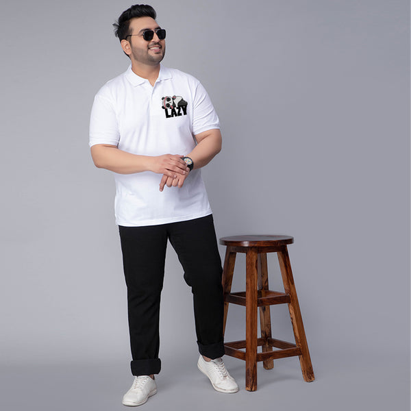 Lazy Panda Polo T-shirt in White