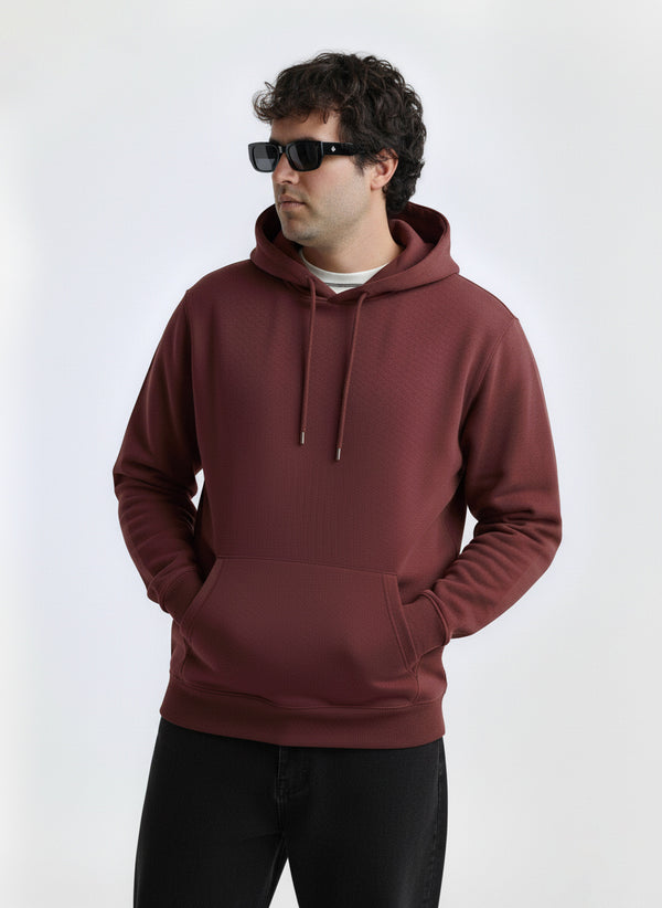 Solid Hoodie in Wine