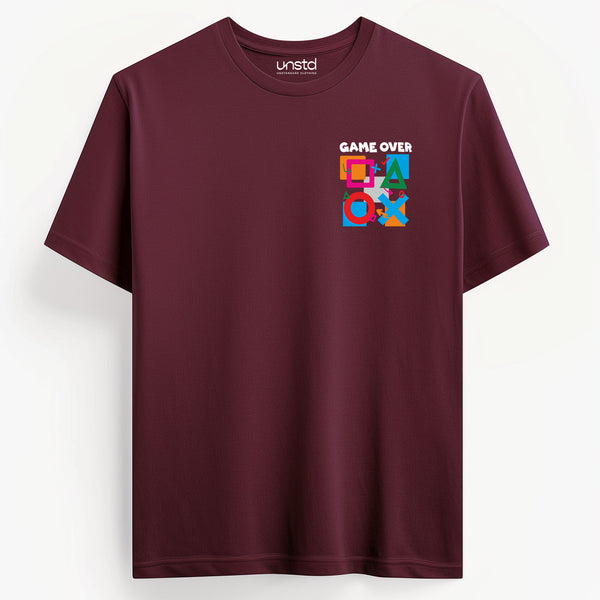 Tic Tac Game Over T-shirt in Maroon