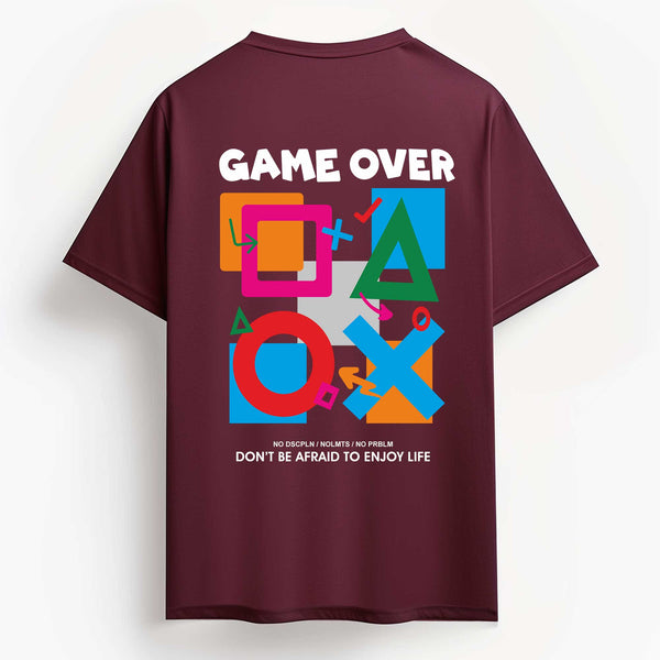 Tic Tac Game Over T-shirt in Maroon