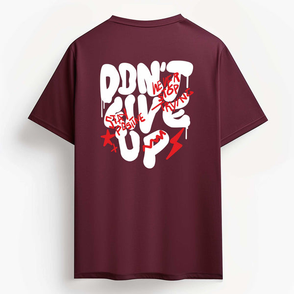 Don't Give Up T-shirt in Maroon