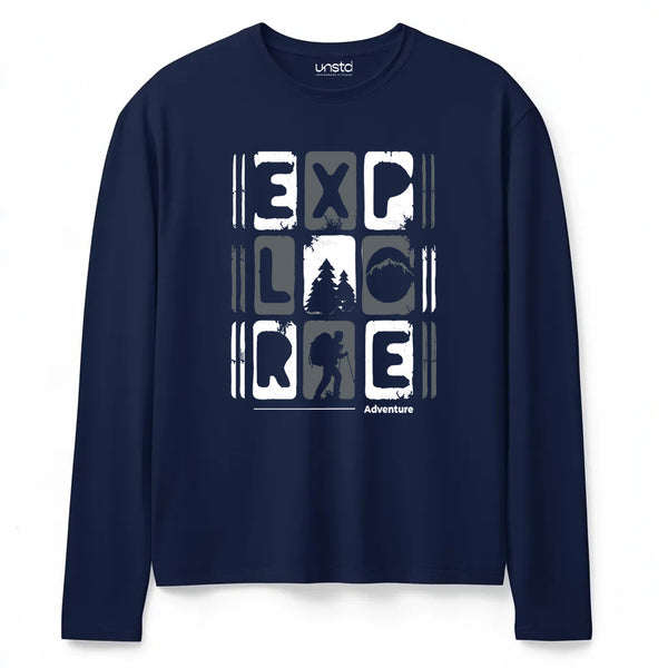 Explore Full Sleeve T-shirt in Navy Blue