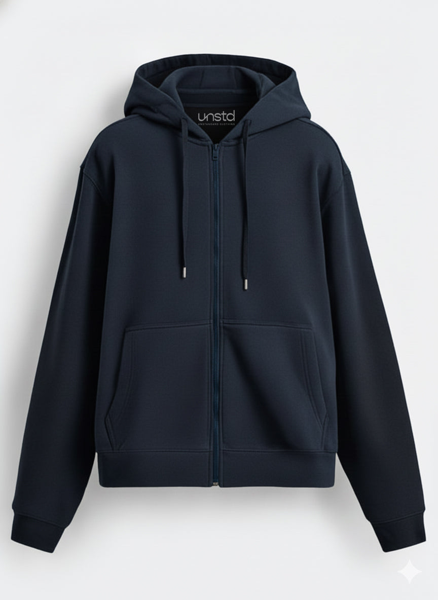 Solid Zipper Hoodie Plus Size