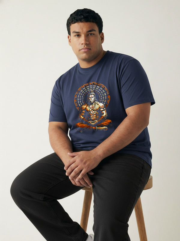 Hanuman Ji Men T-shirt in Navy Blue