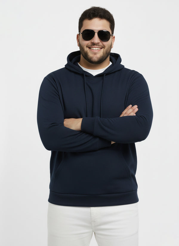 Solid Hoodie in Navy Blue