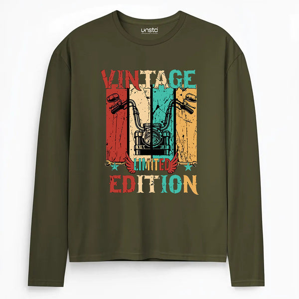 Vintage Motorcycle Plus Size Full Sleeve T-shirt