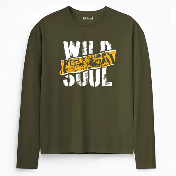 Wild Tiger Full Sleeve T-shirt in Olive Green