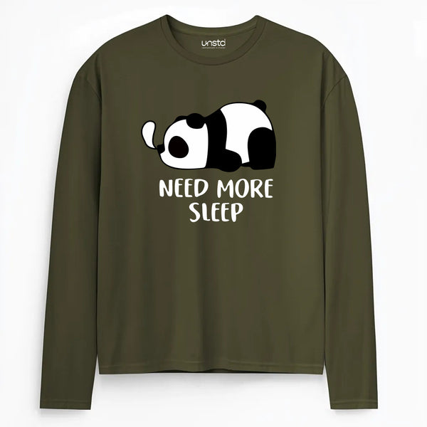Need More Sleep Full Sleeve T-shirt in Olive Green