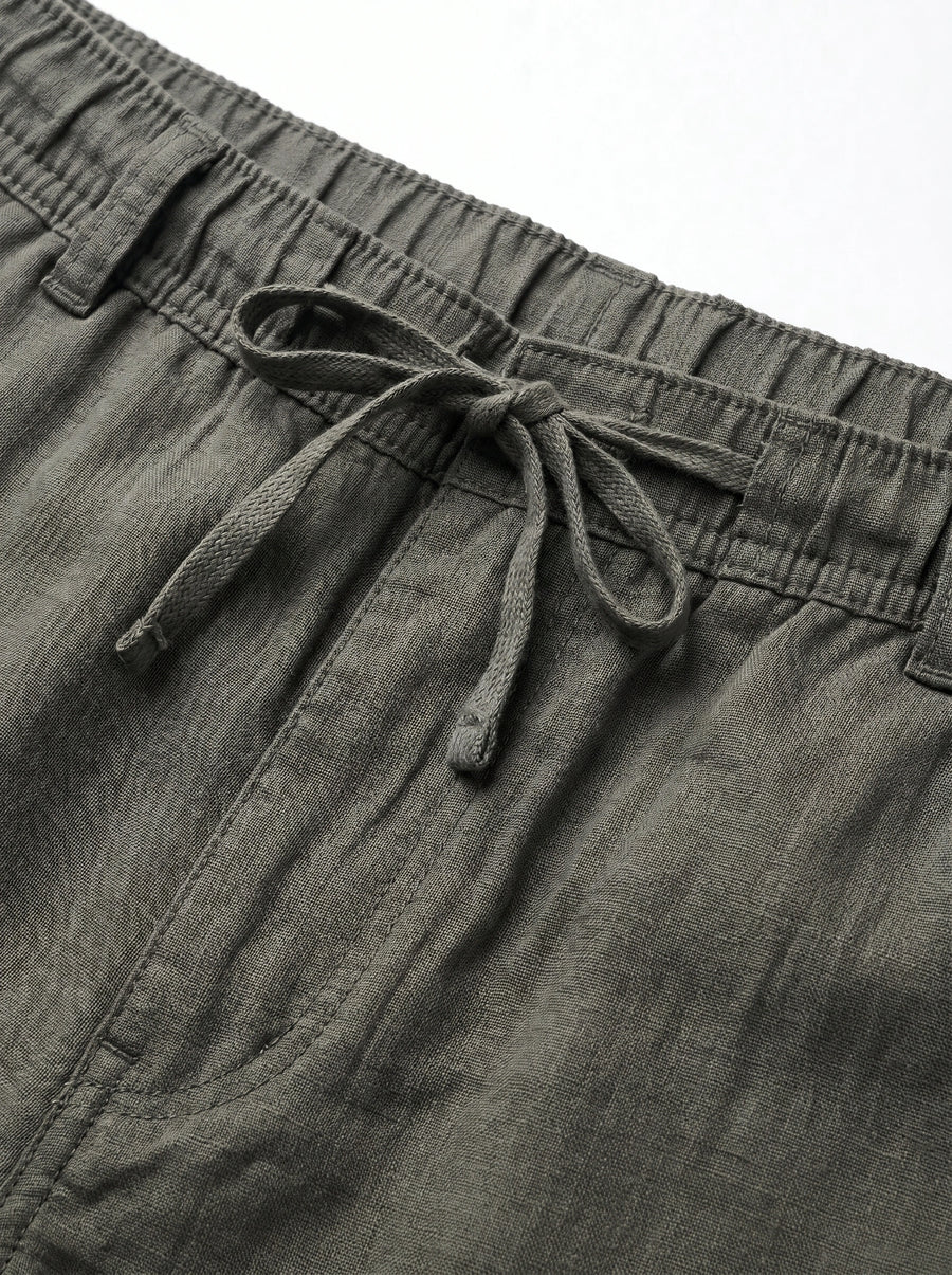 Men Plus Size Pull On Drawstring Trousers